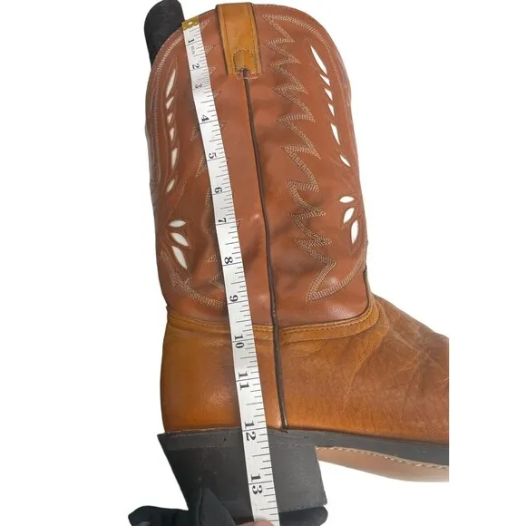 Texas Women's Brown Leather Tip Plate Toe Cowgirl Western Boots Size US 9.5D