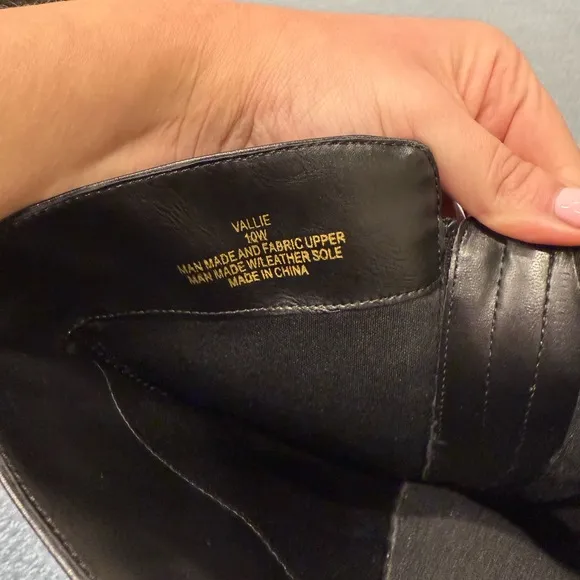 Thalia Sodi Vallie Black Riding Boots Women's Size 10W Wide Calf gold stud heart
