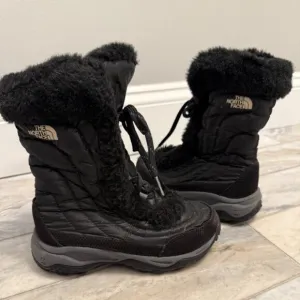 The North Face girls Toddler Size 13 Black Nuptse Faux-Fur II Down Snow Boots