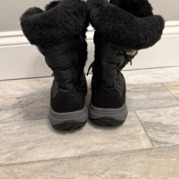 The North Face girls Toddler Size 13 Black Nuptse Faux-Fur II Down Snow Boots