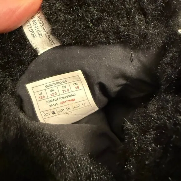 The North Face girls Toddler Size 13 Black Nuptse Faux-Fur II Down Snow Boots