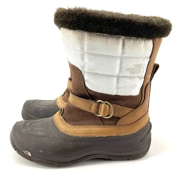 The North Face PrimaLoft Fur Trim White/Brown/Black Waterproof Boots