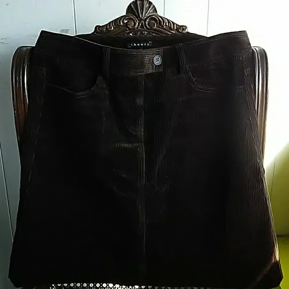 Theory chocolate brown corduroy skirt, size 4