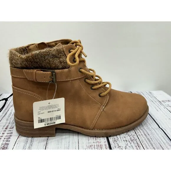 Thereabouts Girl's Tan Lilly Piper Stacked Heel Hiking Boots Size 6 Medium NWT
