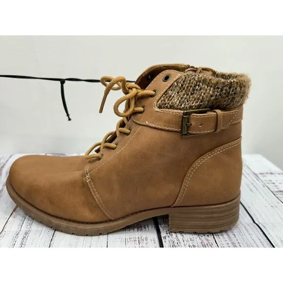 Thereabouts Girl's Tan Lilly Piper Stacked Heel Hiking Boots Size 6 Medium NWT