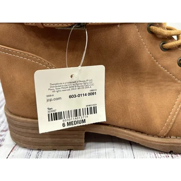 Thereabouts Girl's Tan Lilly Piper Stacked Heel Hiking Boots Size 6 Medium NWT