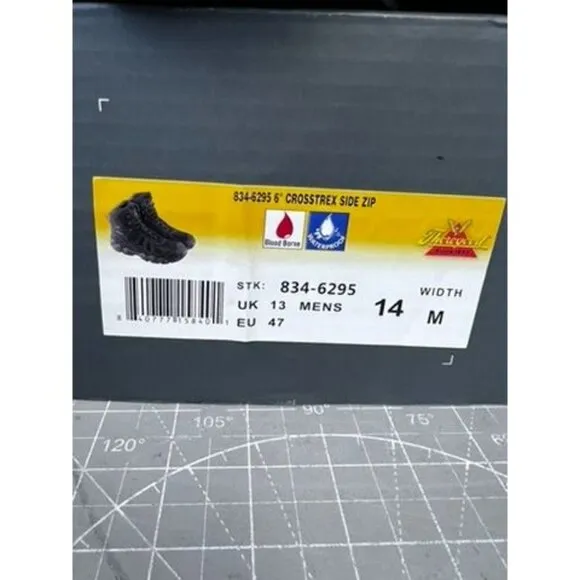 Thorogood Crosstrex Black 6&quot; Side Zip Mens Boots Sz. 14 US 47 EU Durable Job Fit