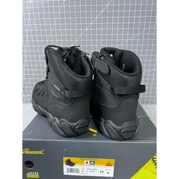 Thorogood Crosstrex Black 6&quot; Side Zip Mens Boots Sz. 14 US 47 EU Durable Job Fit