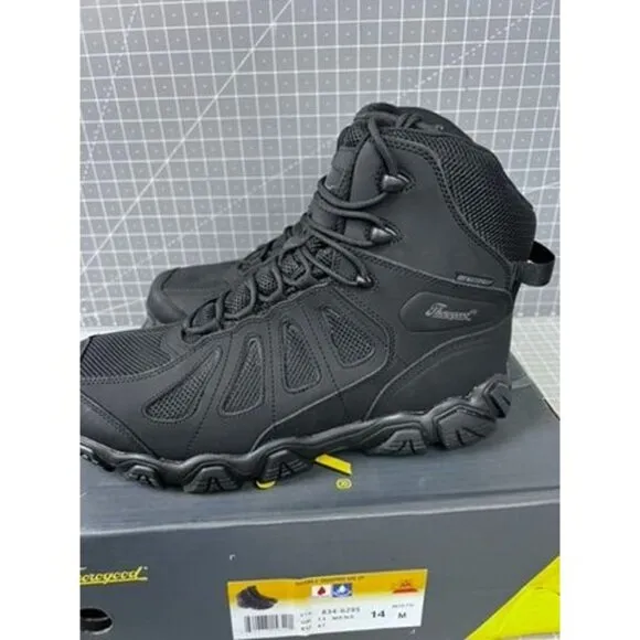 Thorogood Crosstrex Black 6&quot; Side Zip Mens Boots Sz. 14 US 47 EU Durable Job Fit