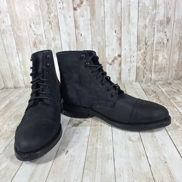 Thursday captain Everyday Leather Boots Lace Up Cap Toe Black Women's Size 10
