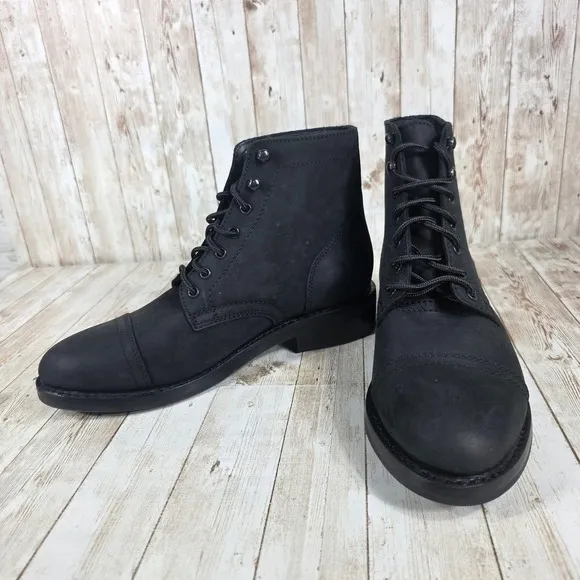 Thursday captain Everyday Leather Boots Lace Up Cap Toe Black Women's Size 10