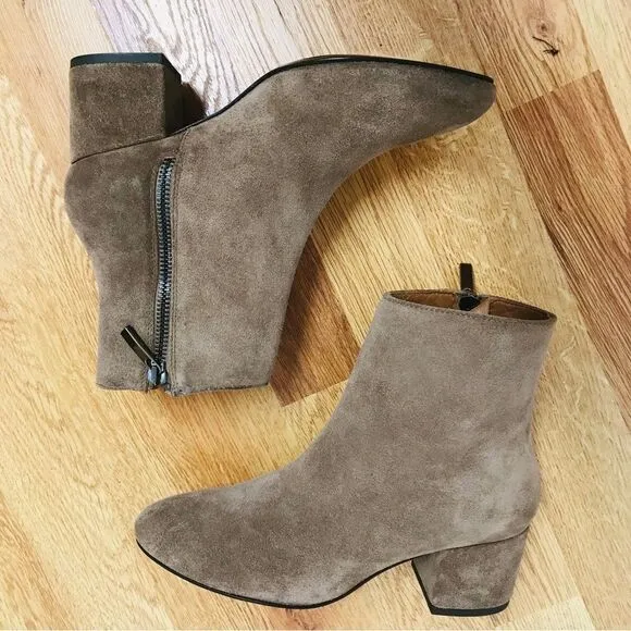 THURSDAY BOOT CO Highline Taupe Suede Ankle Boot Bootie Chunky Heel Size 5 New