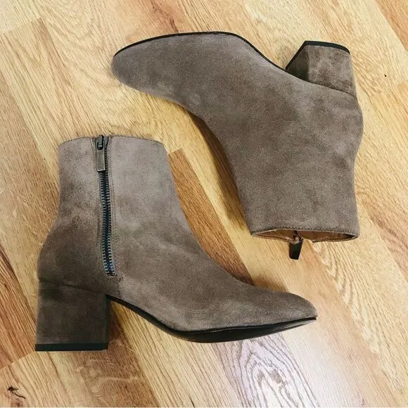 THURSDAY BOOT CO Highline Taupe Suede Ankle Boot Bootie Chunky Heel Size 5 New