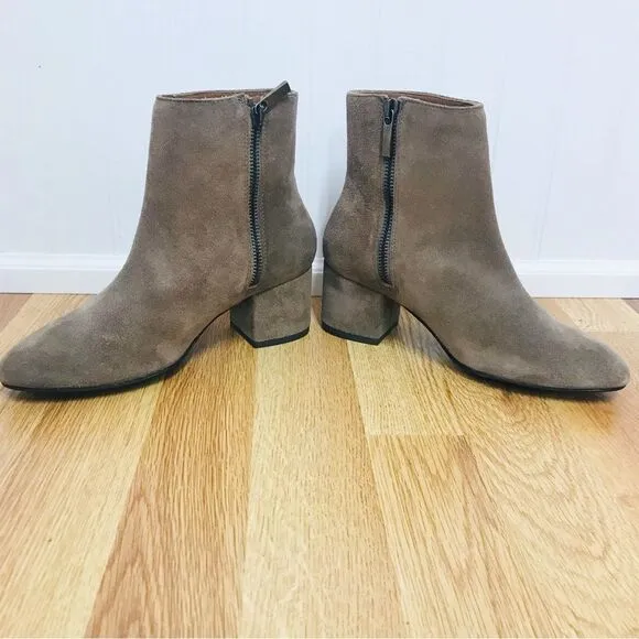 THURSDAY BOOT CO Highline Taupe Suede Ankle Boot Bootie Chunky Heel Size 5 New