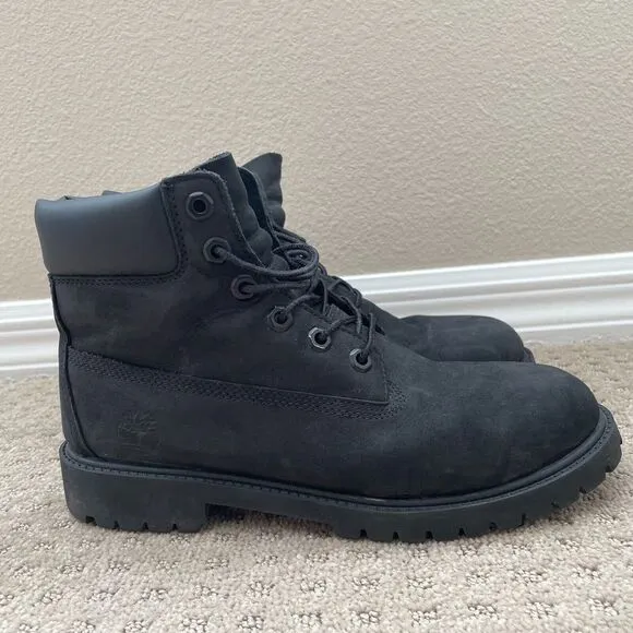 Timberland 12907 6-Inch Classic Boots Kids 7 Black Leather WATERPROOF Primaloft‎