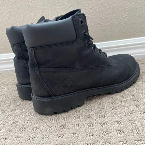 Timberland 12907 6-Inch Classic Boots Kids 7 Black Leather WATERPROOF Primaloft‎