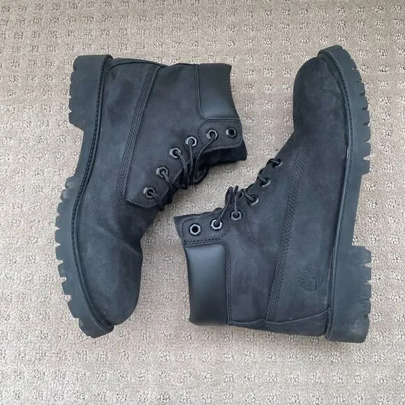Timberland 12907 6-Inch Classic Boots Kids 7 Black Leather WATERPROOF Primaloft‎