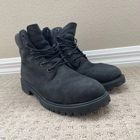 Timberland 12907 6-Inch Classic Boots Kids 7 Black Leather WATERPROOF Primaloft‎