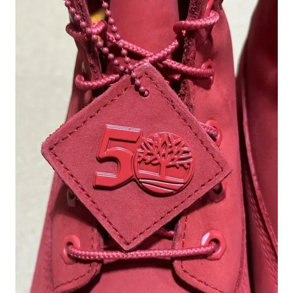Timberland 50th Anniversary Edition Premium 6&quot; Red Waterproof Boot Youth Sz 7