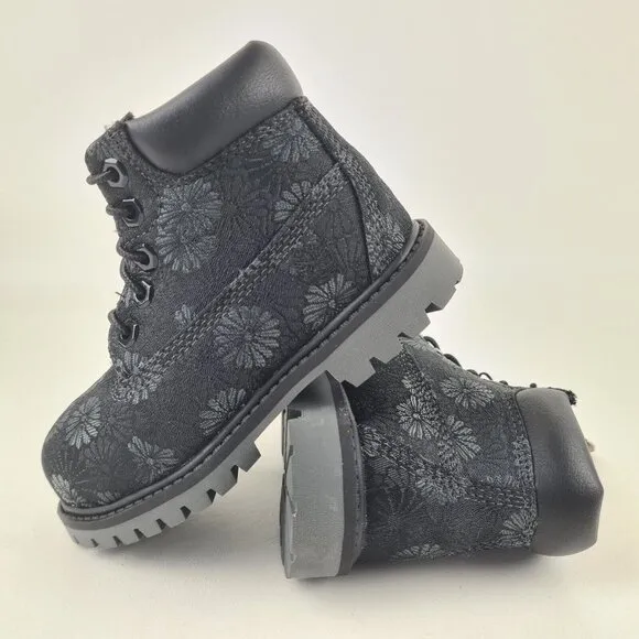 Timberland 6 IN Classic Toddler Boots Black Floral Leather