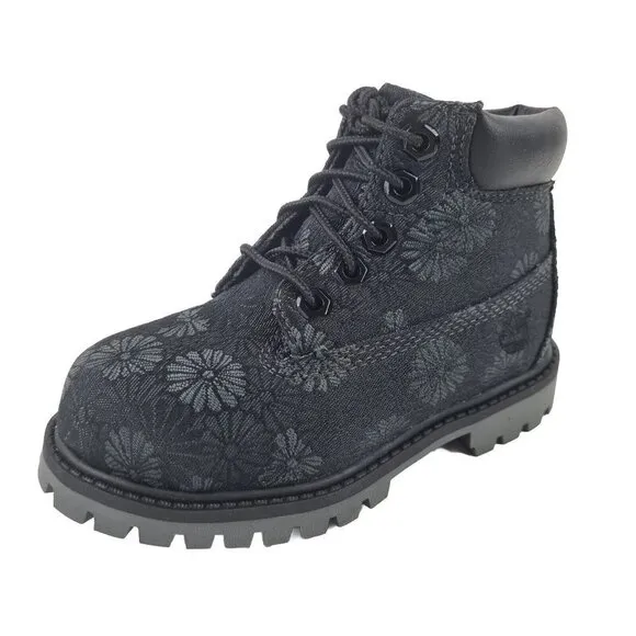 Timberland 6 IN Classic Toddler Boots Black Floral Leather