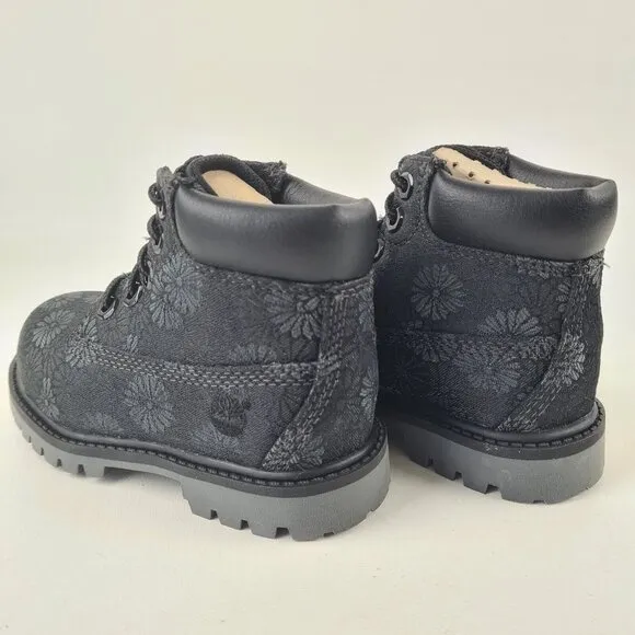 Timberland 6 IN Classic Toddler Boots Black Floral Leather