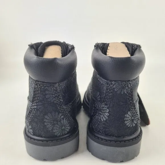 Timberland 6 IN Classic Toddler Boots Black Floral Leather