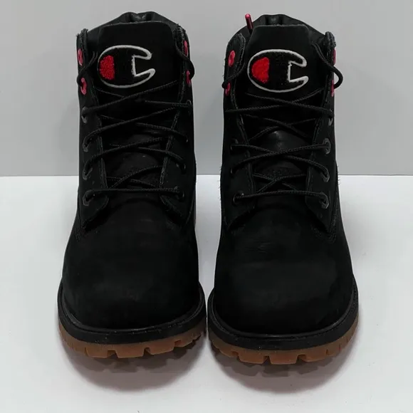 TIMBERLAND BLACK CHAMPION SUEDE BOOTS LACE UP BOYS SIZE 5