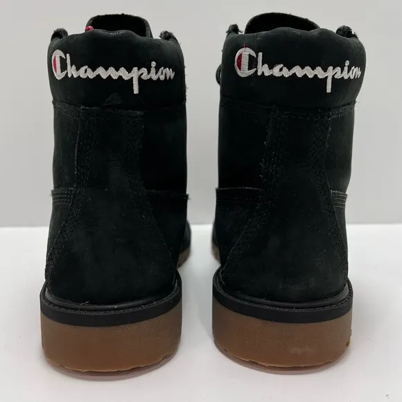 TIMBERLAND BLACK CHAMPION SUEDE BOOTS LACE UP BOYS SIZE 5