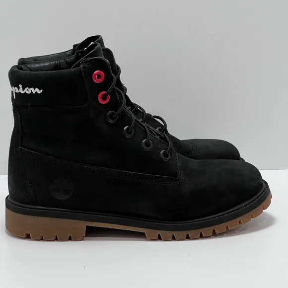 TIMBERLAND BLACK CHAMPION SUEDE BOOTS LACE UP BOYS SIZE 5