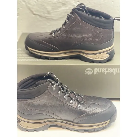 Timberland Boots Boys 5.5 Black Brown Hiking Boots Waterproof New