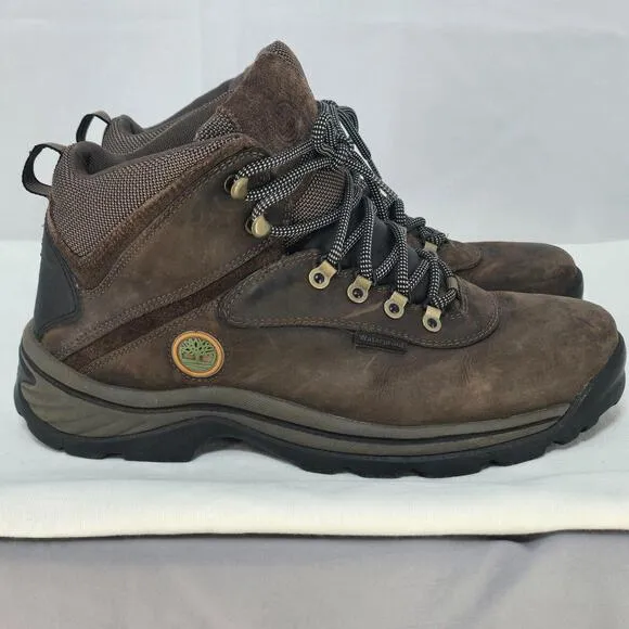 Timberland Boots Men's 10 Dark Brown Mid Ankle Waterproof Full Grain Leather