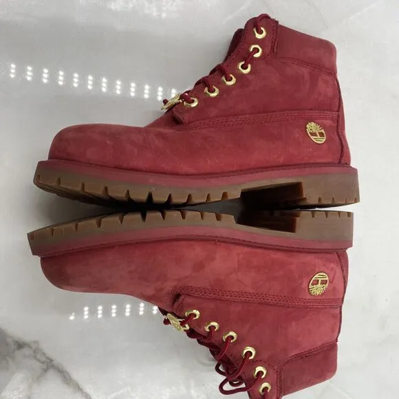 Timberland Boots Youth 2.5 Red Suede 6 Inch Premium Waterproof TB 0A42PR F41