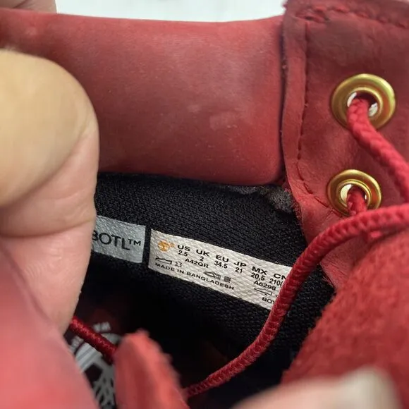 Timberland Boots Youth 2.5 Red Suede 6 Inch Premium Waterproof TB 0A42PR F41