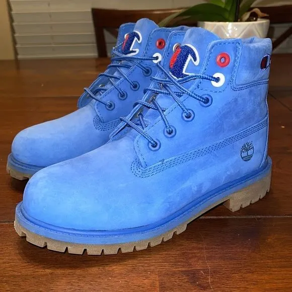 Timberland Champion Boy’s 6” Bright Surf Blue Waterproof Lace Up Leather Boots