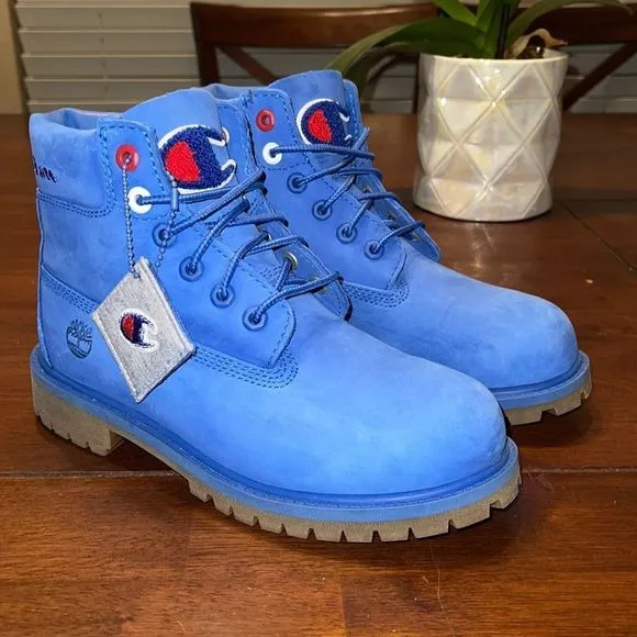 Timberland Champion Boy’s 6” Bright Surf Blue Waterproof Lace Up Leather Boots