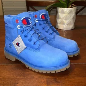 Timberland Champion Boy’s 6” Bright Surf Blue Waterproof Lace Up Leather Boots