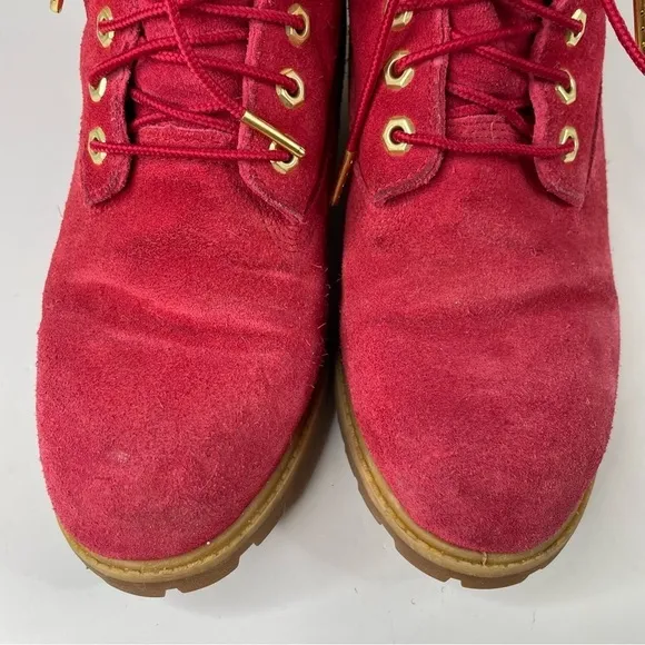 Timberland Holiday ‘Nice’ Themed Red Suede 6” Boots Mens Size 7