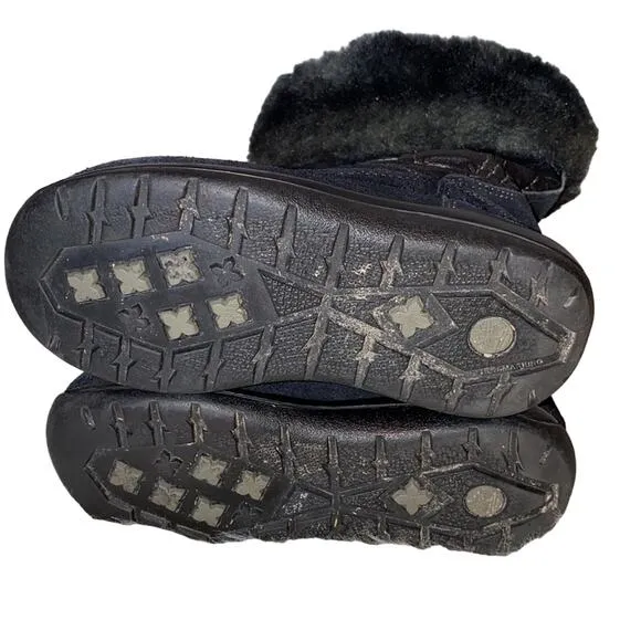 Timberland Hollyberry Leather Suede Fur Pull On Winter Snow Boots Size 9