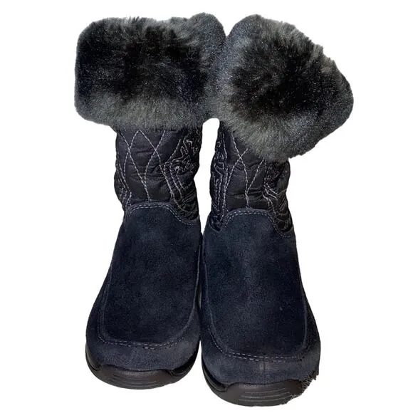 Timberland Hollyberry Leather Suede Fur Pull On Winter Snow Boots Size 9