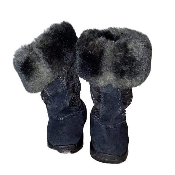 Timberland Hollyberry Leather Suede Fur Pull On Winter Snow Boots Size 9