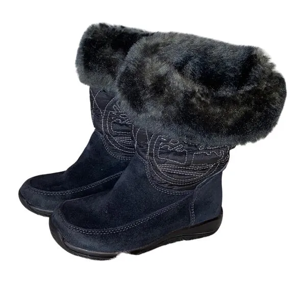 Timberland Hollyberry Leather Suede Fur Pull On Winter Snow Boots Size 9