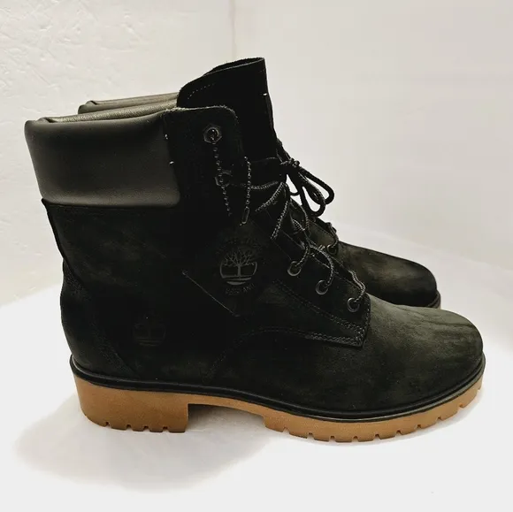 Timberland Jayne 6 Inch Boots Sz 10  Waterproof Boots Black Nubuck A1TH8