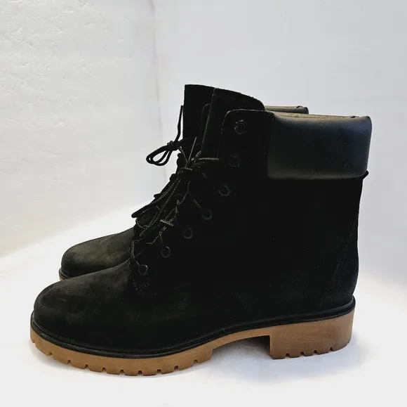 Timberland Jayne 6 Inch Boots Sz 10  Waterproof Boots Black Nubuck A1TH8