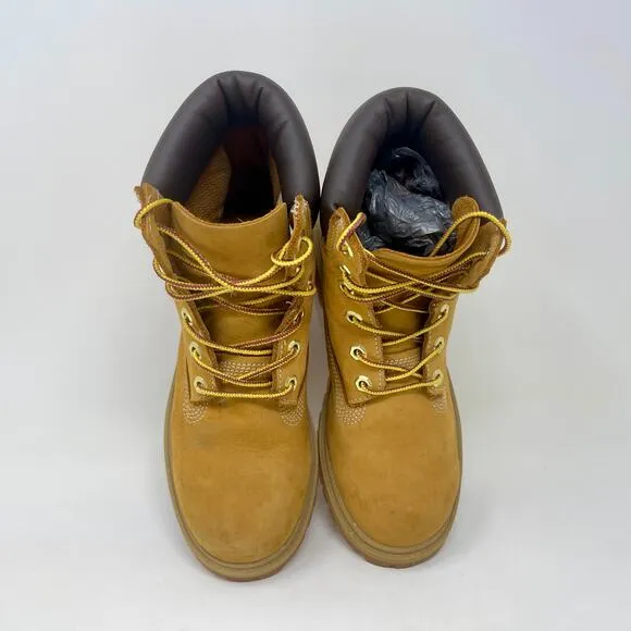 Timberland Junior Premium Waterproof Leather Boots 6&quot; Nubuck Tan Junior Sz 5