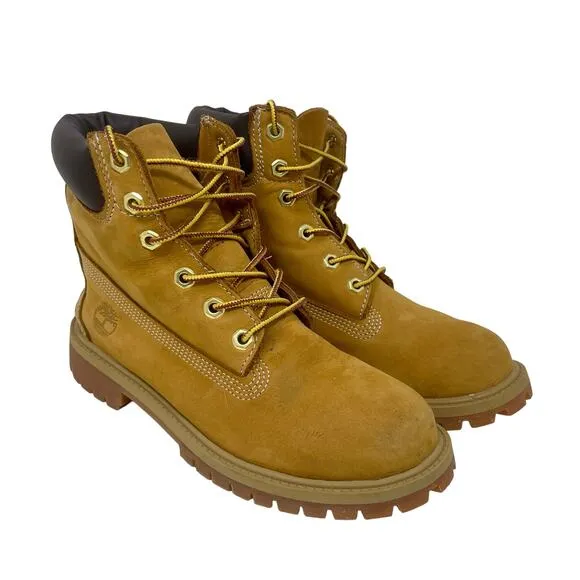 Timberland Junior Premium Waterproof Leather Boots 6&quot; Nubuck Tan Junior Sz 5