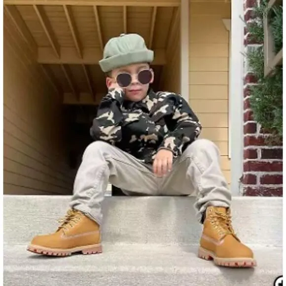 Timberland Junior Premium Waterproof Leather Boots 6&quot; Nubuck Tan Junior Sz 5