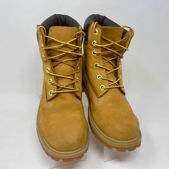 Timberland Junior Premium Waterproof Leather Boots 6&quot; Nubuck Tan Junior Sz 5