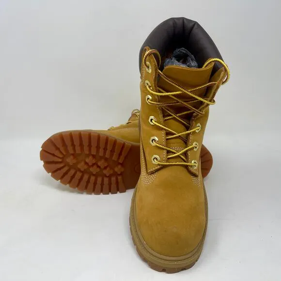 Timberland Junior Premium Waterproof Leather Boots 6&quot; Nubuck Tan Junior Sz 5