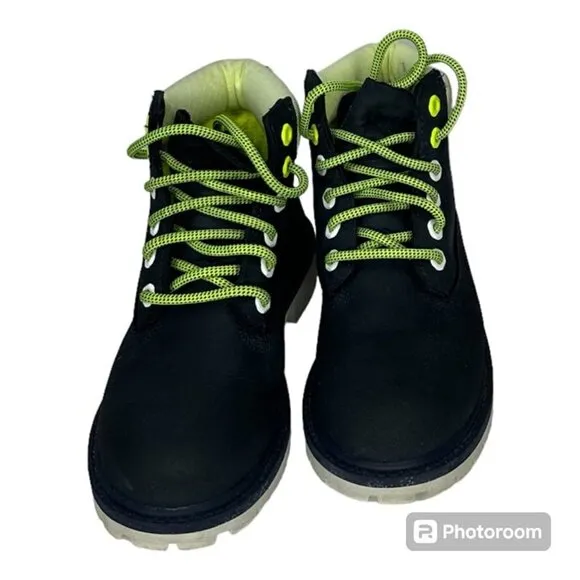 Timberland Kids' Waterproof Nubuck Navy &amp; Green Boots Size 13